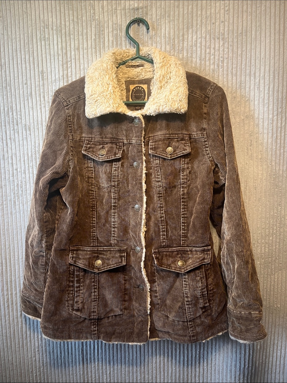 Y2K giacca Brown Corduroy Sherpa-Lined Jacket Small